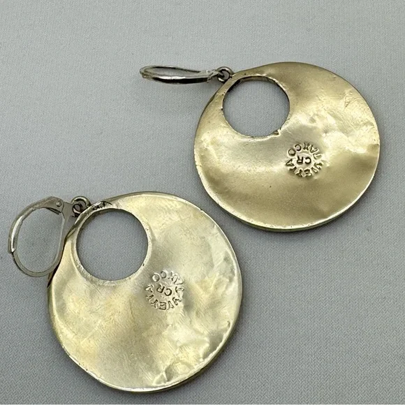 Vintage Taxco Mexico Silver Mother of Pearl Abalone Pink Flower Dangle Earrings - Picture 3 of 9